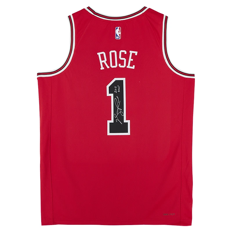 Derrick Rose Chicago Bulls Autographed Red Nike Icon Edition Swingman Jersey with "2011 MVP" Inscription