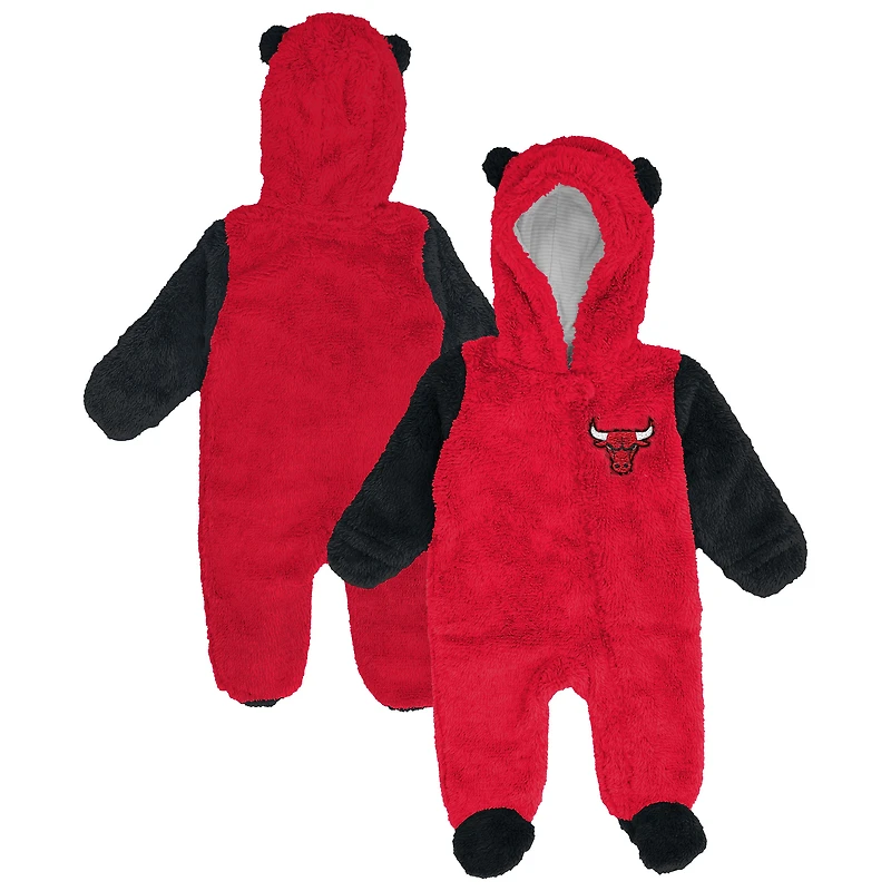 Infant & Newborn Outerstuff Red Chicago Bulls Stay Napping Fleece Bunting Full-Zip Hooded Sleeper