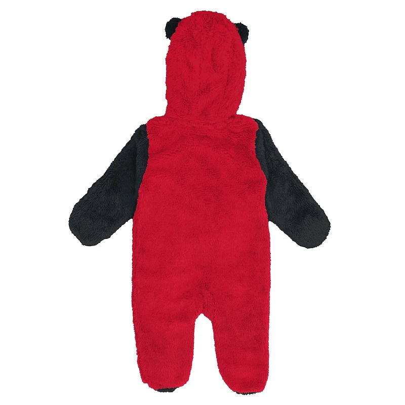 Grenouillère polaire à capuche et fermeture éclair intégrale pour nourrissons nouveau-nés, motif Red Chicago Bulls Stay Napping