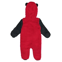 Grenouillère polaire à capuche et fermeture éclair intégrale pour nourrissons nouveau-nés, motif Red Chicago Bulls Stay Napping