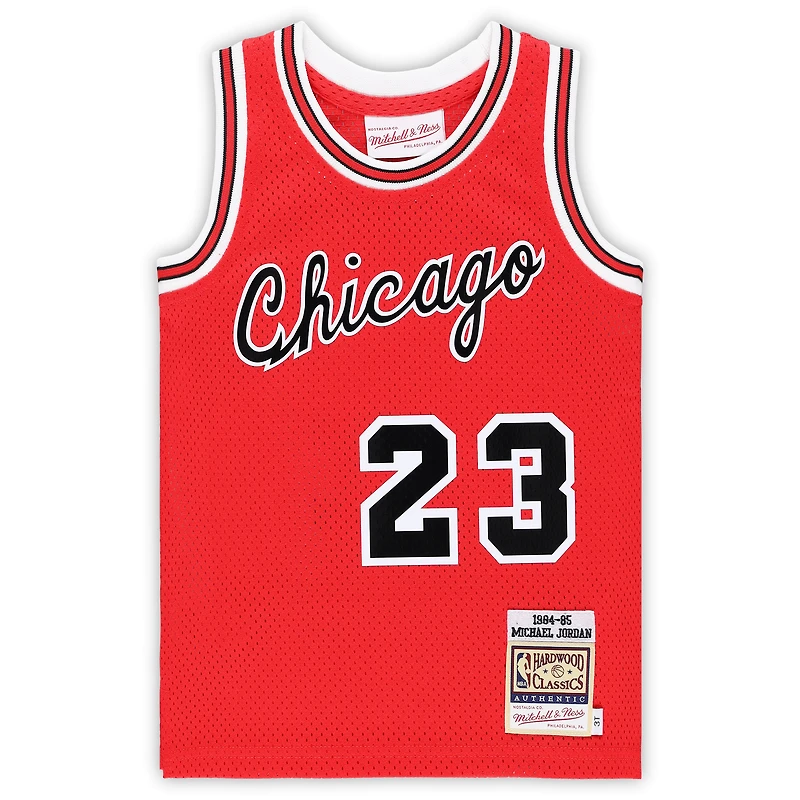 Maillot authentique Mitchell & Ness Michael Jordan rouge Chicago Bulls 1984/85 Hardwood Classics