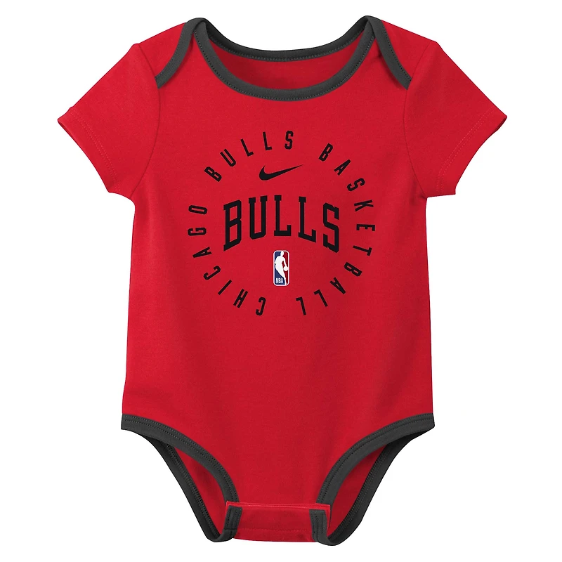 Infant Nike Chicago Bulls Three-Pack Bodysuit Set