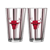 Logo Brands Chicago Bulls Two-Piece 16oz. Striped Pint Glass Set