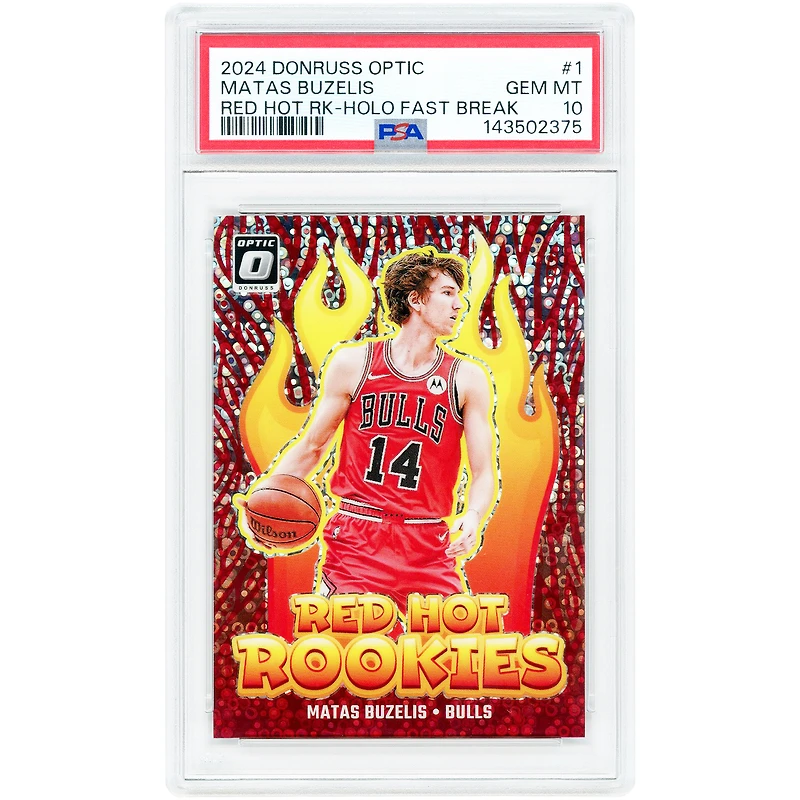 Matas Buzelis Chicago Bulls 2024-25 Panini Donruss Optic Fast Break Red Hot Rookies #1 PSA Authenticated 10 Rookie Card