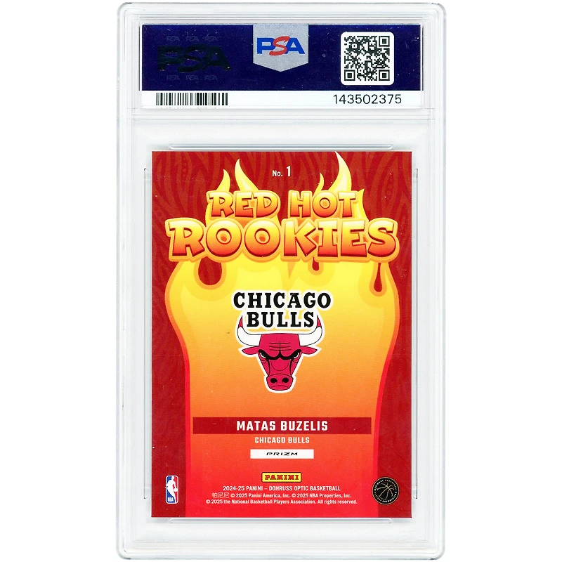 Matas Buzelis Chicago Bulls 2024-25 Panini Donruss Optic Fast Break Red Hot Rookies #1 PSA Authenticated 10 Rookie Card