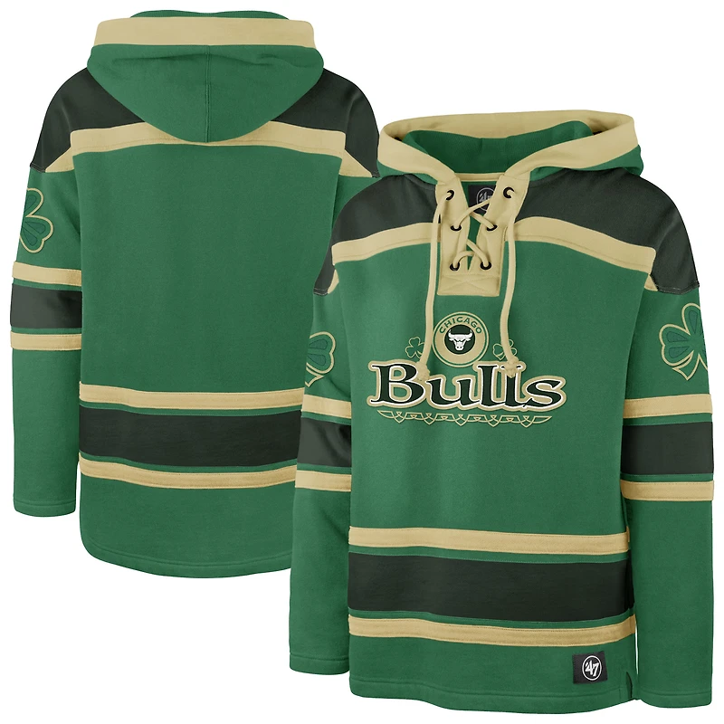 Men's '47 Kelly Green Chicago Bulls McLucky Superior Lace-Up Pullover Hoodie