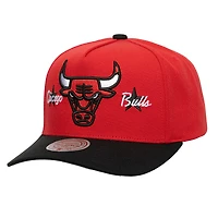 Casquette ajustable Mitchell & Ness rouge/noir Chicago Bulls Stars Core Pro Pinch pour homme