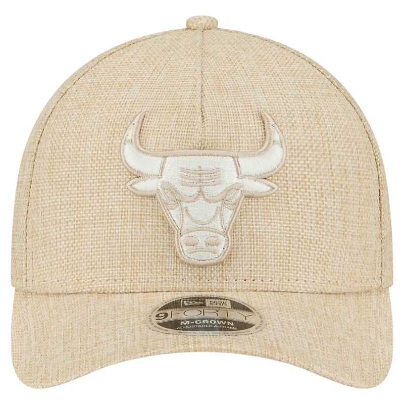 Men's New Era Tan Chicago Bulls Injection Woven A-Frame 9FORTY Adjustable Hat