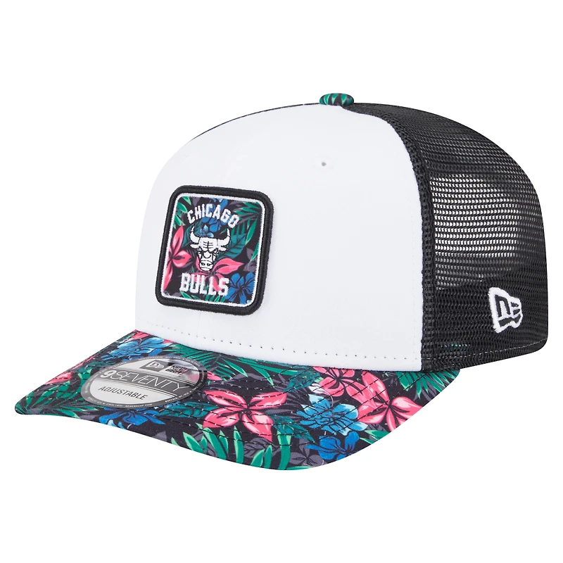Casquette ajustable 9SEVENTY blanche à motif floral des Chicago Bulls de New Era pour homme