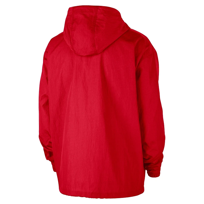 Veste à capuche Nike Red Chicago Bulls Courtside Premium Club Anorak quart de zip pour homme