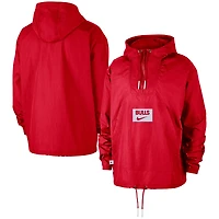 Veste à capuche Nike Red Chicago Bulls Courtside Premium Club Anorak quart de zip pour homme