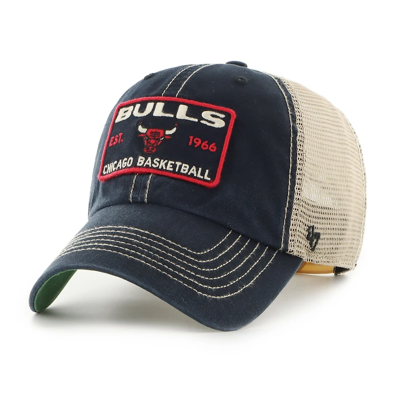 Men's '47 Black/Tan Chicago Bulls Wabash Patch Clean Up Adjustable Hat