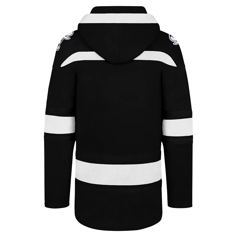 Men's '47 Black Chicago Bulls Ice Lace-Up Pullover Hoodie