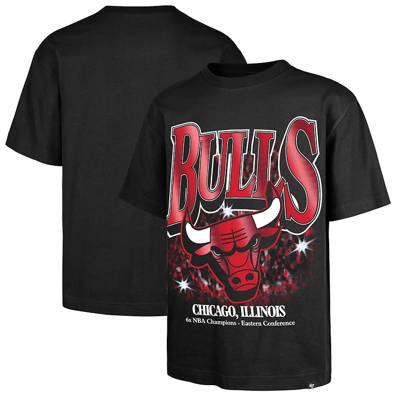 Men's '47 Black Chicago Bulls Past Champs Collection Flashbulb Foundation T-Shirt