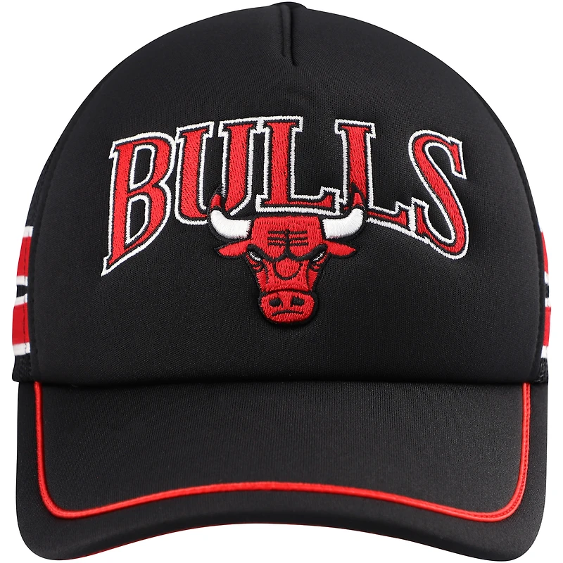 Casquette réglable de camionneur noire à rayures Sidebrand '47 des Chicago Bulls pour hommes