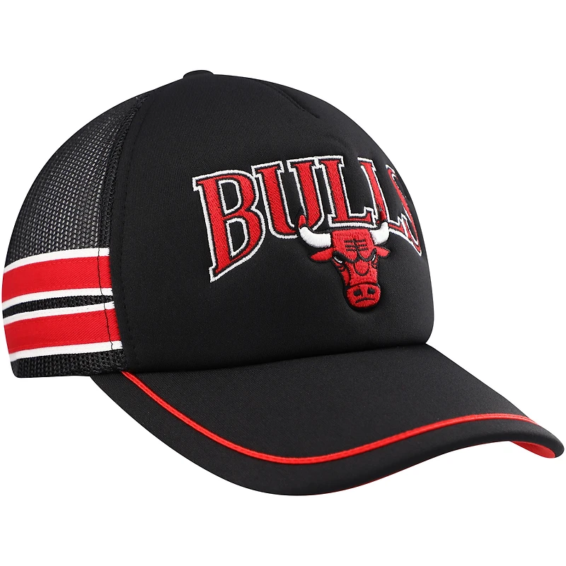 Men's '47 Black Chicago Bulls Sidebrand Stripes Trucker Adjustable Hat