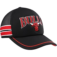 Men's '47 Black Chicago Bulls Sidebrand Stripes Trucker Adjustable Hat