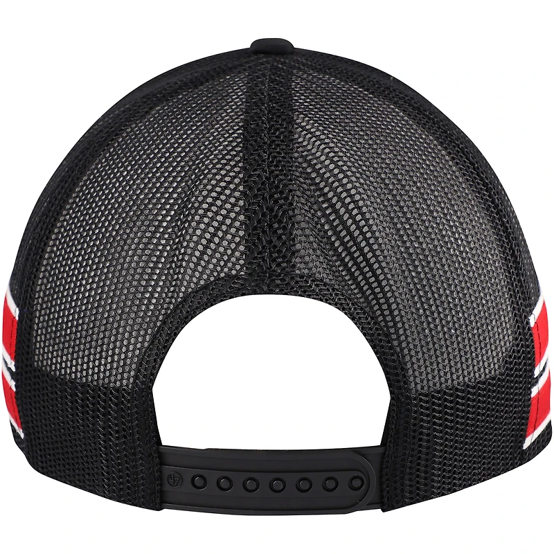Casquette réglable de camionneur noire à rayures Sidebrand '47 des Chicago Bulls pour hommes