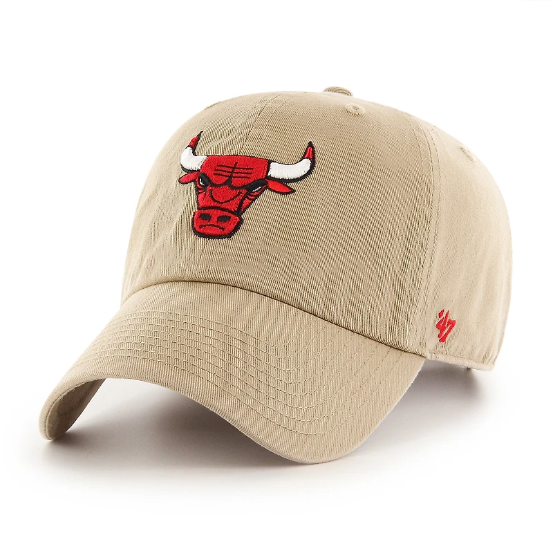 Men's '47 Khaki Chicago Bulls Logo Clean Up Adjustable Hat