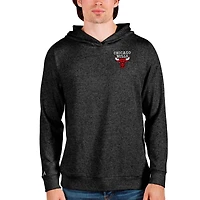Men's Antigua Heathered Black Chicago Bulls Absolute Pullover Hoodie
