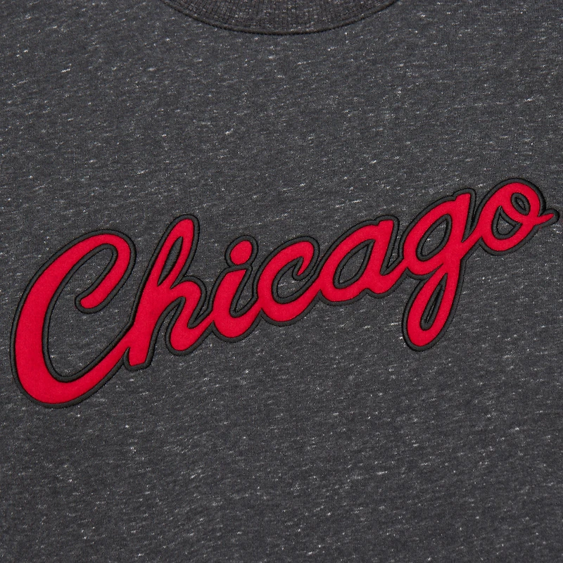 Men's Black Chicago Bulls Hardwood Classics Blackout Collection Snow Washed Pullover Sweatshirt