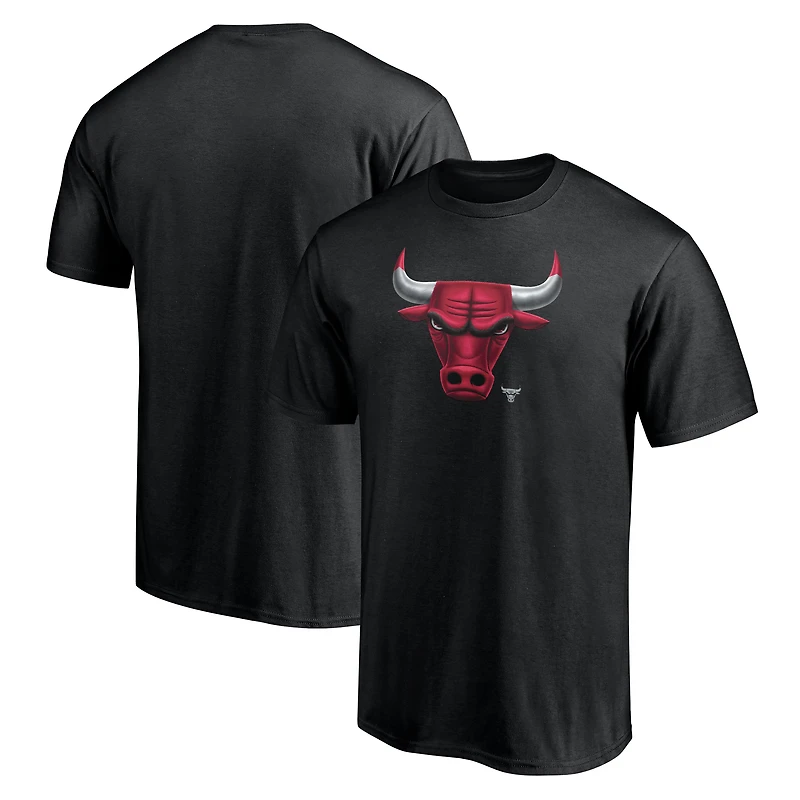 T-shirt noir pour homme avec mascotte des Chicago Bulls de minuit