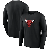 T-shirt à manches longues noir pour homme avec logo principal des Chicago Bulls