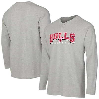 Men's Concepts Sport  Gray Chicago Bulls Hawthorn Thermal Knit Long Sleeve Henley T-Shirt
