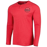 Men's Concepts Sport Heathered Red Chicago Bulls Left Chest Henley Raglan Long Sleeve T-Shirt