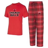 Men's Concepts Sport  Red/Black Chicago Bulls Vector Top & Flannel Pants Sleep Set