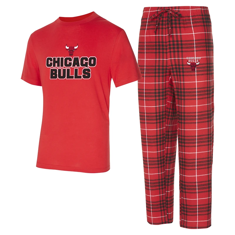 Men's Concepts Sport Red/Black Chicago Bulls Vector Top & Flannel Pants Sleep Set