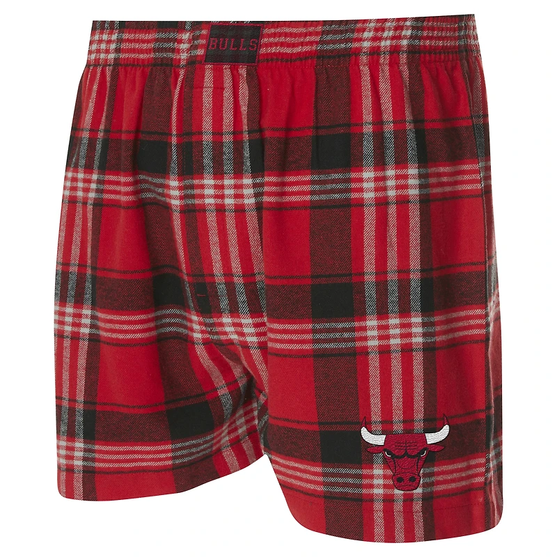 Men's Concepts Sport Red Chicago Bulls Region Flannel Boxer Short