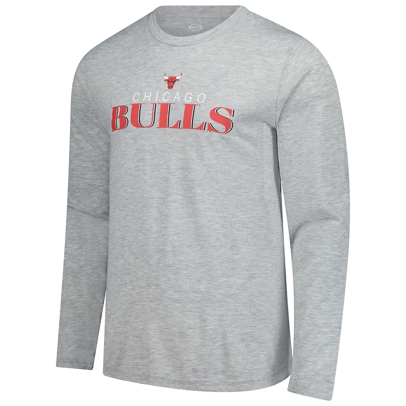 Men's Concepts Sport Red Chicago Bulls Regulate Long Sleeve T-Shirt & Plaid Pant Set