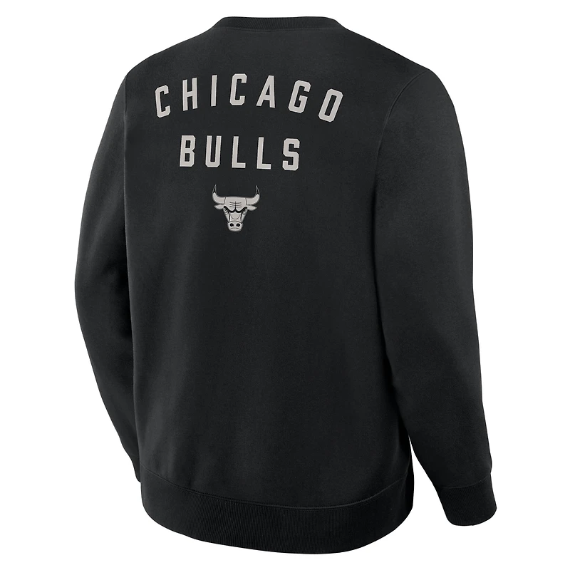Men's Fanatics Black Chicago Bulls Crossover Collection Defensive Rotation Drill Premium Pullover Sweatshirt