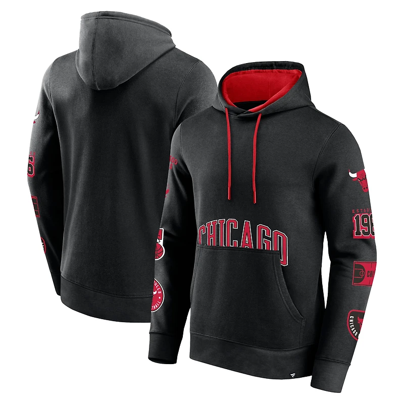 Sweat à capuche noir Fanatics pour hommes des Chicago Bulls Home Court