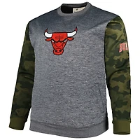 Sweat-shirt cousu camouflage Fanatics Heather Charcoal pour hommes des Chicago Bulls Big & Tall