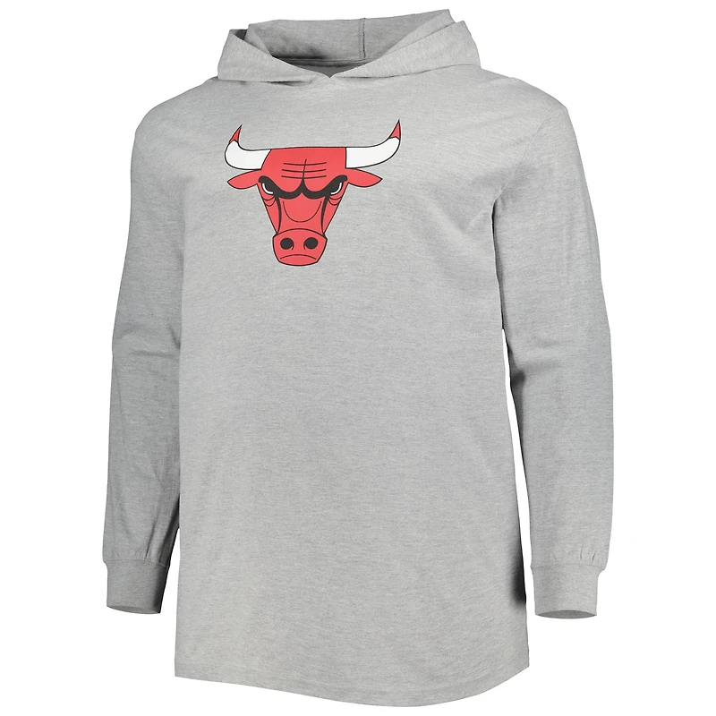 Men's Fanatics Heather Gray Chicago Bulls Big & Tall Pullover Hoodie