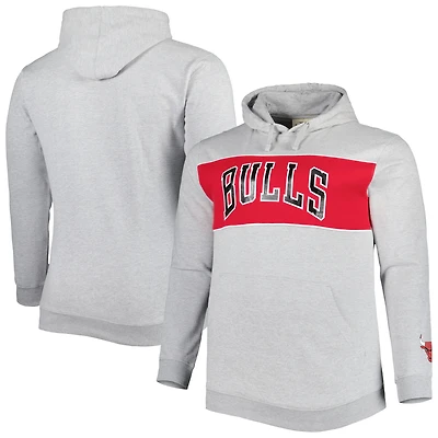 Men's Fanatics Heather Gray Chicago Bulls Big & Tall Wordmark Pullover Hoodie