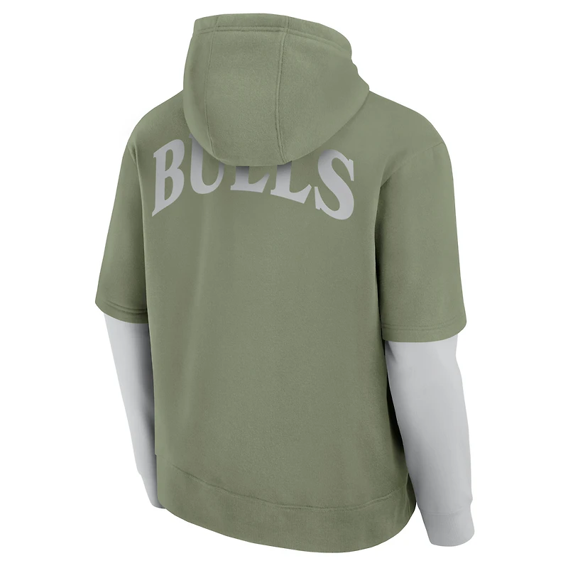Men's Fanatics  Olive Chicago Bulls Elements Sleek Pullover Hoodie