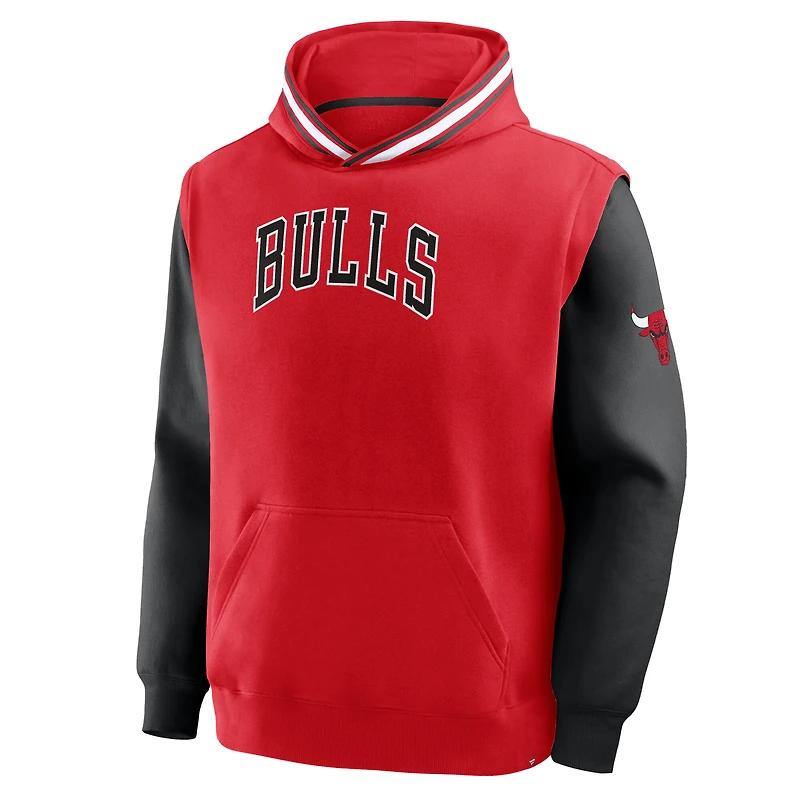 Sweat à capuche Fanatics rouge/noir Chicago Bulls Half Court Shot Clock Fastbreak pour homme