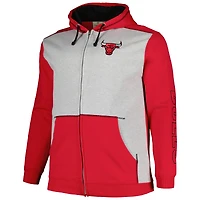 Sweat à capuche entièrement zippé avec coutures contrastées pour hommes Fanatics rouge/gris chiné Chicago Bulls Big & Tall