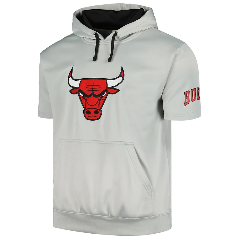 Sweat à capuche manches courtes Fanatics pour hommes, argent/noir, Chicago Bulls