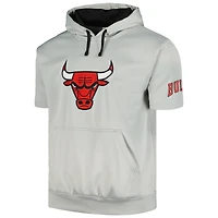 Sweat à capuche manches courtes Fanatics pour hommes, argent/noir, Chicago Bulls