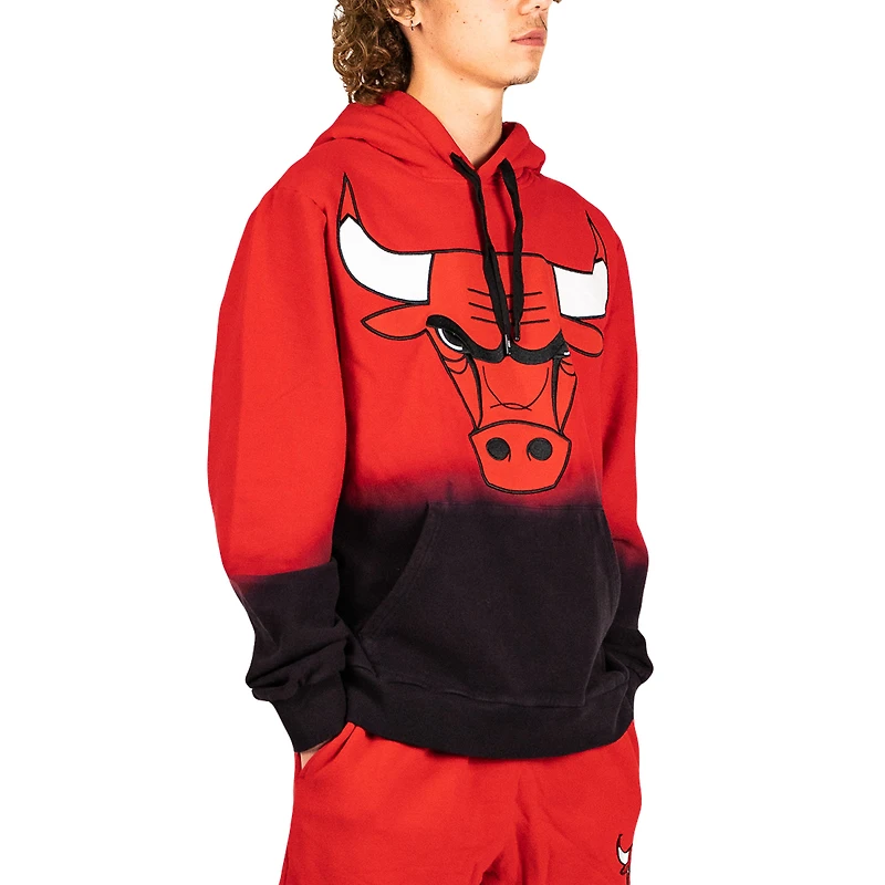 Maillot FISLL Red Chicago Bulls noir dip-dye pour homme - Chandail à capuchon