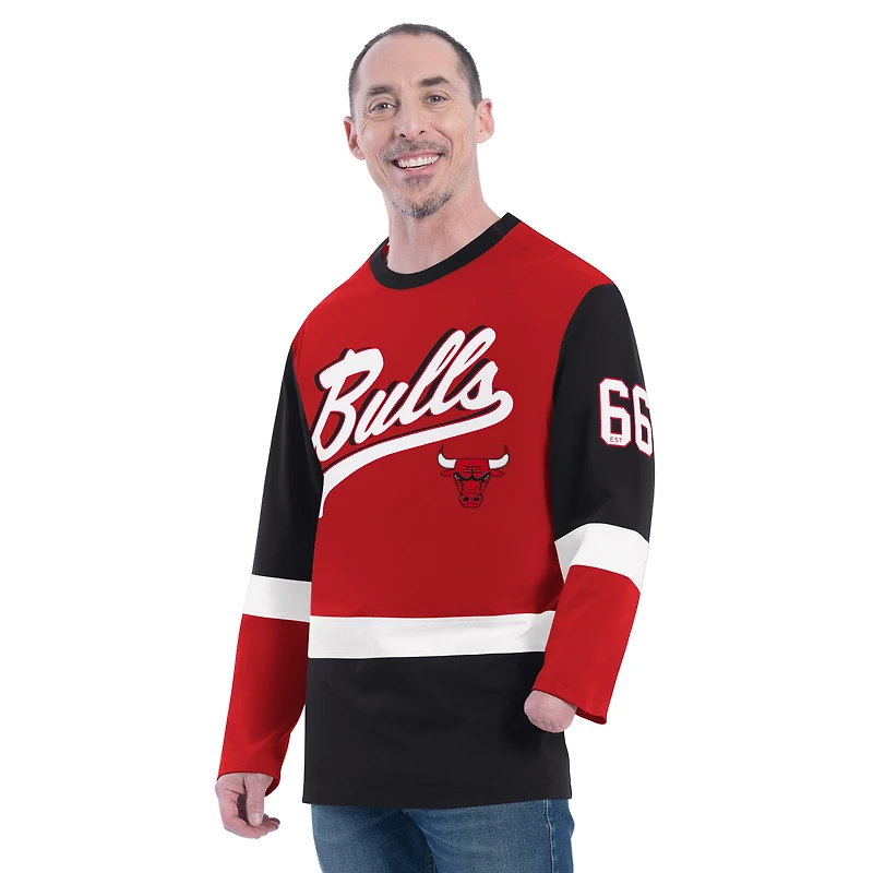 Haut de rugby adaptatif à manches longues G-III Sports by Carl Banks pour homme Red Chicago Bulls
