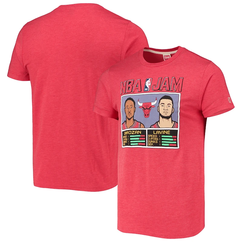 T-shirt homme Hommage DeMar DeRozan/Zach LaVine Chicago Bulls NBA Jam en mélange de trois matières, rouge chiné