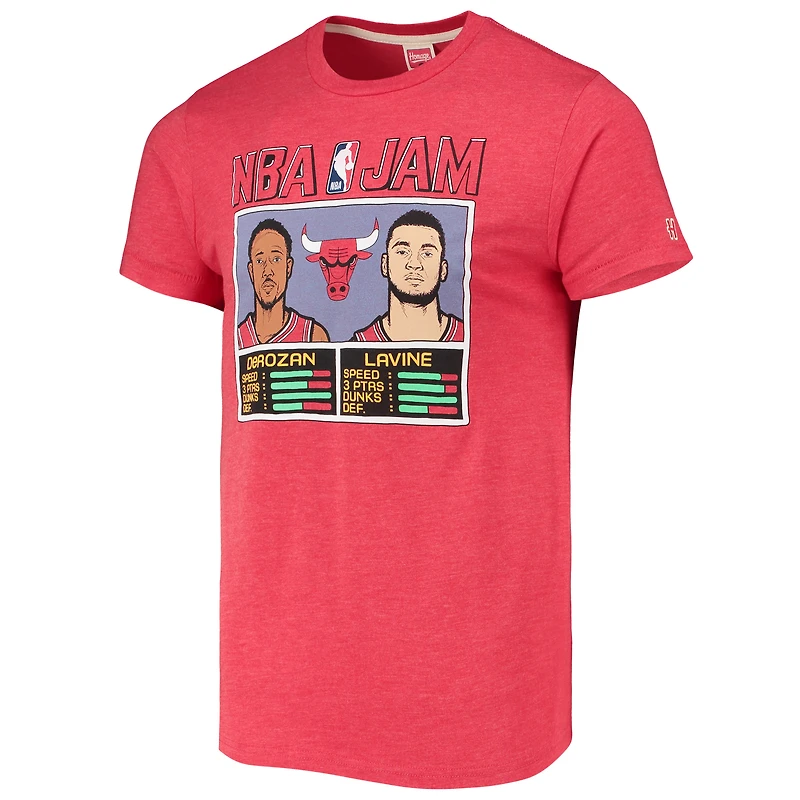 Hommage DeMar DeRozan/Zach LaVine Heathered Red Chicago Bulls NBA Jam Tri-Blend T-Shirt Homme