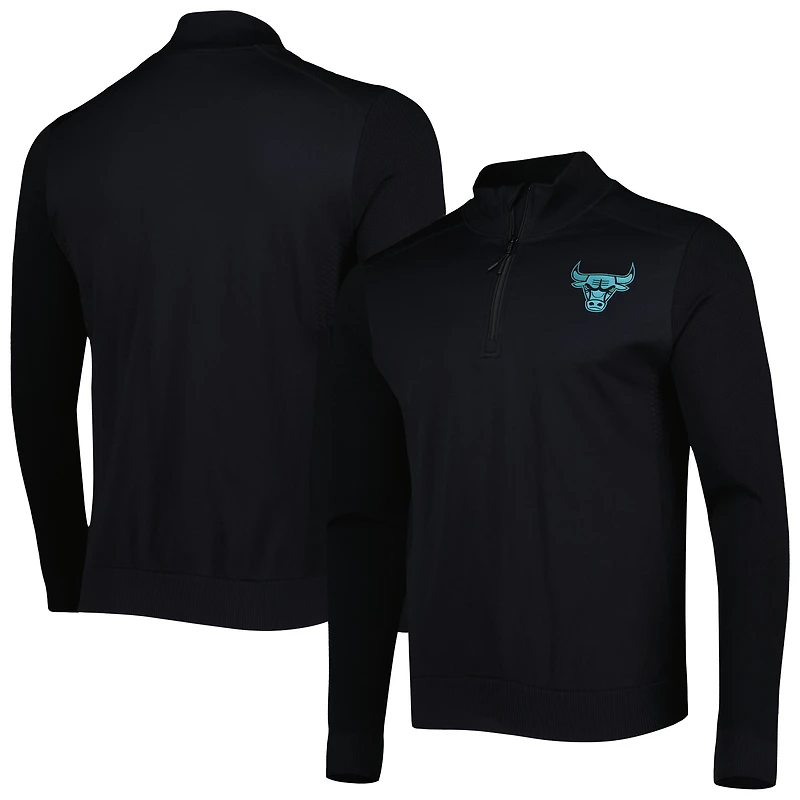 Veste à col zippé Levelwear Chicago Bulls noire pour homme, en tissu tricoté nano-technique