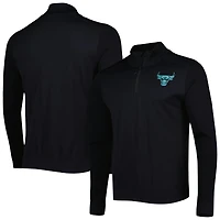 Veste à col zippé Levelwear Chicago Bulls noire pour homme, en tissu tricoté nano-technique