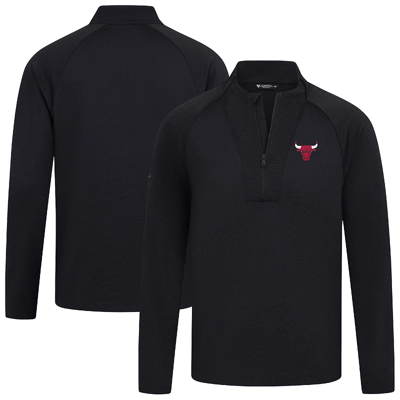 Men's Levelwear Black Chicago Bulls Volley Quarter-Zip Top